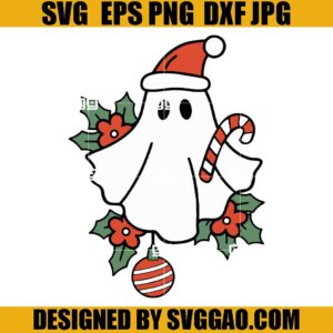 Ghost Santa SVG, Boo Candy Cane SVG, Shost Christmas SVG
