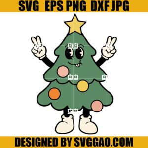 Christmas Tree SVG, Retro Christmas Character SVG, Merry Christmas SVG