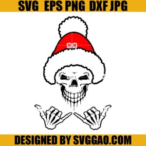 Christmas Skull SVG, Skull Santa SVG, Skeleton Santa Hat SVG