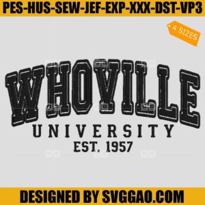 Whoville University Embroidery File, The Grinch Embroidery Design