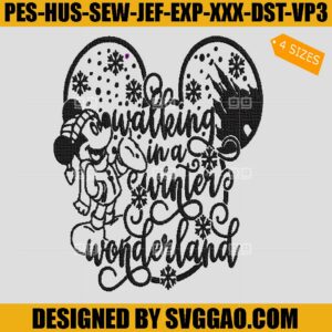 Walking in a Winter Wonderland Embroidery Design, Mickey Mouse Embroidery File
