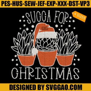 Succa For Christmas Embroidery Design, Cactus Santa Embroidery FIle