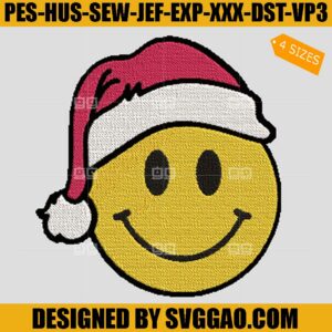 Smiley Santa Embroidery Design, Smiley Santa Claus Embroidery File