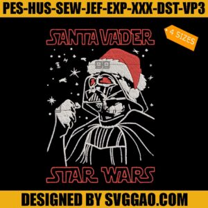 Star Wars Merry Christmas Embroidery Design, Santa Darth Vader Embroidery File