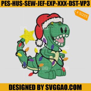 Tree Rex Embroidery Design, Santa T rex Christmas Embroidery File
