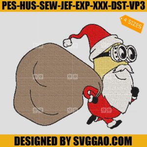 Christmas Season Minion Embroidery Design, Santa Claus Minion Embroidery File