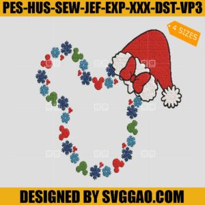 Snowflake Minnie Winter Wonderland Embroidery Design, Snow Santa Hat Embroidery File