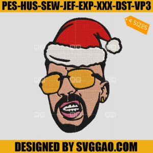 Santa Claus Bad Bunny Embroidery Design, Sin Ti Christmas Embroidery File