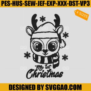 My First Christmas Embroidery Design, Antlers Embroidery File