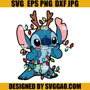 Stitch Xmas Light SVG, Stitch Christmas SVG, Cute Stitch SVG