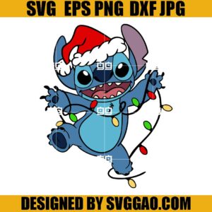 Stitch Santa SVG, Christmas Stitch SVG, Stitch Christmas Light SVG