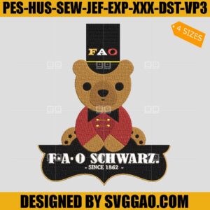 FAO Schwarz Embroidery Design, FAO Bear Embroidery File