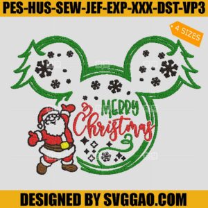 Minnie Christmas Embroidery Design, Santa Claus Embroidery File