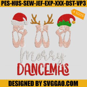 Merry Dancemas Embroidery Design, Dancing Girl Christmas Embroidery File