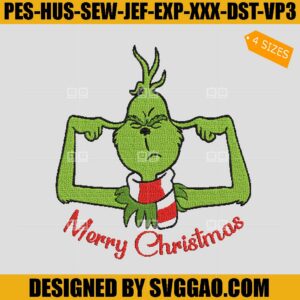 Merry Christmas Embroidery Design, Grinchmas Embroidery File