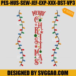 Merry Christmas Embroidery Design, Cane Candy Xmas Embroidery File