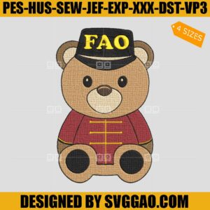 Fao Bear Embroidery Design, Teddy Bear Embroidery File