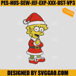 Lisa Simpson Embroidery Design, Santa Lisa Simpson Embroidery FIle