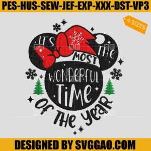 Its The Most Wonderful Time Of The Year Embroidery Design, Merry Christmas Embroidery File