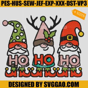 Ho Ho Ho Embroidery Design, Gnome Xmas Embroidery File