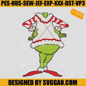Grinch Costume Embroidery Design, Grinchmas Embroidery File