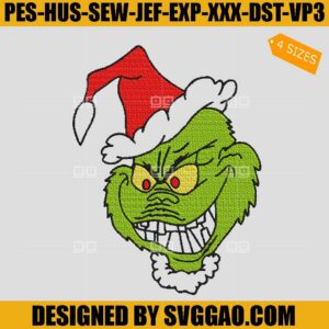 Fun Grinch Face Embroidery Design, Grinchmas Embroidery File