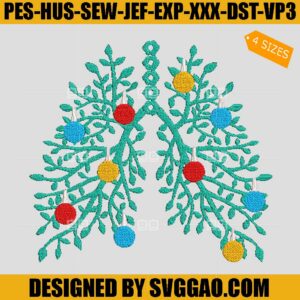 Flowery Lungs Embroidery Design, Christmas Embroidery File