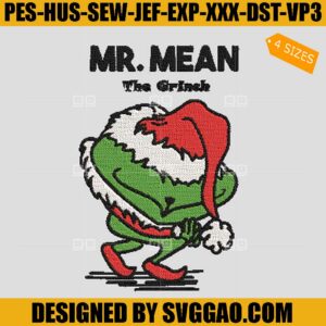 Christmas Mr. Mean Embroidery Design, Christmas Embroidery File