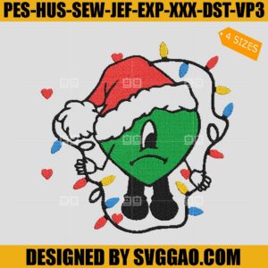 Benito Christmas Embroidery Design, Sin Ti Xmas Light Embroidery File