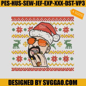 Bad Bunny Navidad Embroidery Design, Bad Bunny Christmas Embroidery File