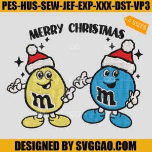 M and M Chirstmas Embroidery Design, Santa Hat Embroidery Design