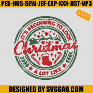 Its Beginning To Look A Lot Like Christmas Embroidery Design, Merry Christmas Embroidery Design
