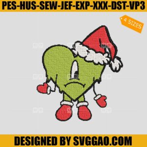 Bad Bunny Grinchmas Embroidery Design, Baby Benito Embroidery File