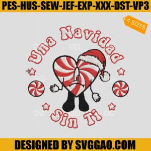 Bad Bunny Candy Heart Embroidery Design, Una Navidad Sin Embroidery File