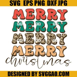 Merry Christmas SVG, Xmas Retro SVG, Leopard Christmas SVG
