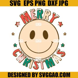 Christmas Smiley SVG, Merry Christmas SVG, Retro Christmas SVG