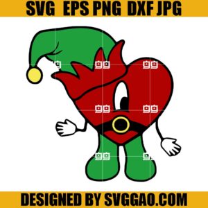 Elf Heart Xmas SVG, Una Navidad Sin Ti SVG, Bad Bunny Christmas SVG