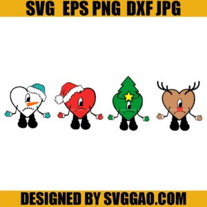 Bad Bunny Heart SVG, Una Navidad Sin Ti SVG, Bad Bunny Navidad SVG