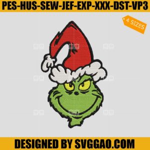 Grinchmas Embroidery Design, Green Character Embroidery Design