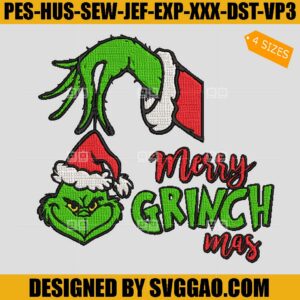 Grinch Hand Embroidery Design, Marry Grinchmas Embroidery Design