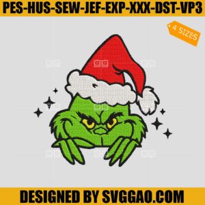 Grinch Face Embroibery Design, Christmas Grinch Embroibery Design