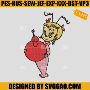 Cindy Lou Who The Grinch Embroidery Design, Merry Christmas Embroidery Design