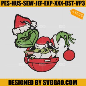 Baby Yoda Christmas Embroidery Design, Star Wars Xmas Embroidery Design