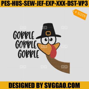 Gobble Gobble Embroidery Design, Turkey Face Embroidery Design