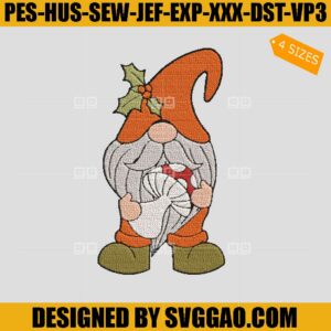 Gnomes Thankgivings Embroidery Design, Gnome Autumn Leaf Embroidery File