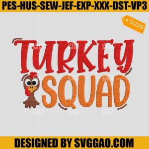 Face Turkey Squad Embroidery Design, Gobble Gobble Embroidery Design