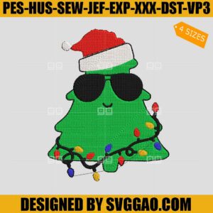 Christmas Tree Embroidery Design, Christmas Light Embroidery File