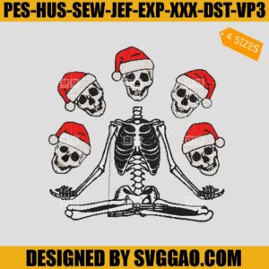 Christmas Skull Embroidery Design, Santa Skull Embroidery Design