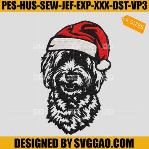Christmas Labradoodle Embroidery Design, Santa Dog Embroidery Design