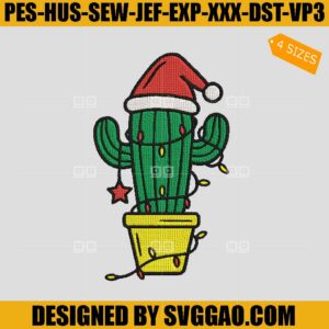 Christmas Cactus Embroidery Design, Funny Christmas Embroidery Design